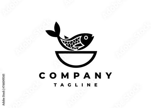 Fish bowl logo design vector icon illustration