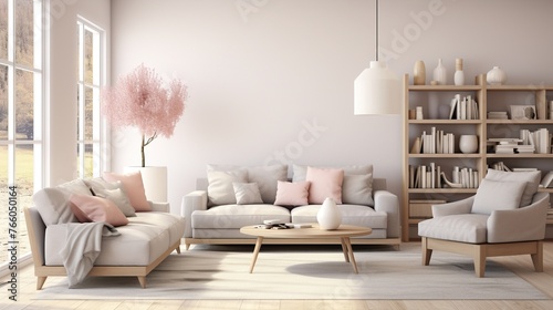 Modern living room interior with elegant composition and background 