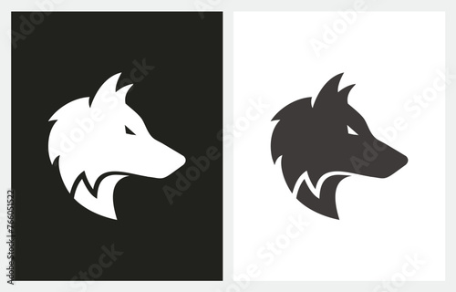 Wolf Silhouette Head logo design vector graphic emblem