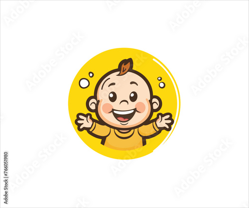 cute kids mascot logo