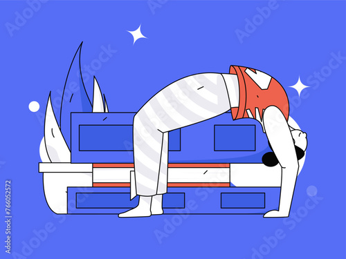 Practicing yoga, physical and mental health, flat vector character concept, operation hand drawn illustration
