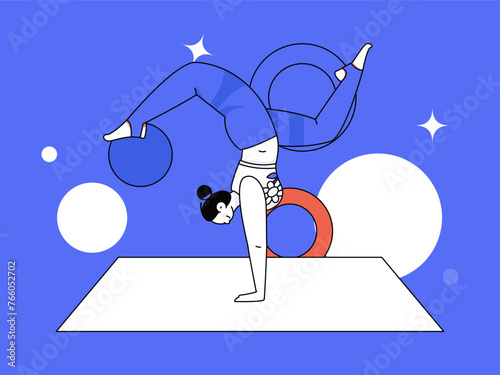 Practicing yoga, physical and mental health, flat vector character concept, operation hand drawn illustration
