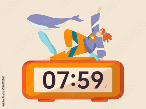 Practicing yoga, physical and mental health, flat vector character concept, operation hand drawn illustration
