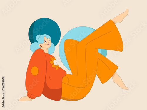 Practicing yoga, physical and mental health, flat vector character concept, operation hand drawn illustration

