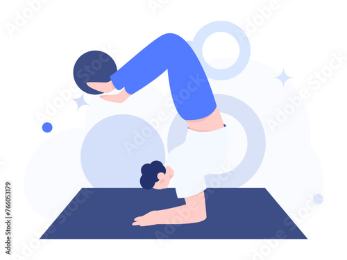 Practicing yoga, physical and mental health, flat vector character concept, operation hand drawn illustration
