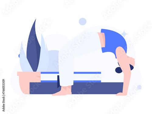 Practicing yoga, physical and mental health, flat vector character concept, operation hand drawn illustration
