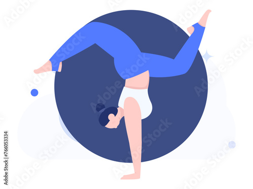 Practicing yoga, physical and mental health, flat vector character concept, operation hand drawn illustration
