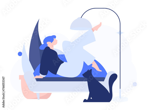 Practicing yoga, physical and mental health, flat vector character concept, operation hand drawn illustration
