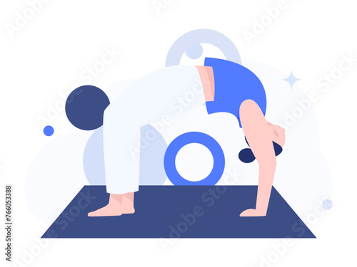 Practicing yoga, physical and mental health, flat vector character concept, operation hand drawn illustration
