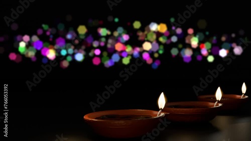 Happy festival for hindu festival, Diwali Indian background Temple on a Religious Festival oil lamp