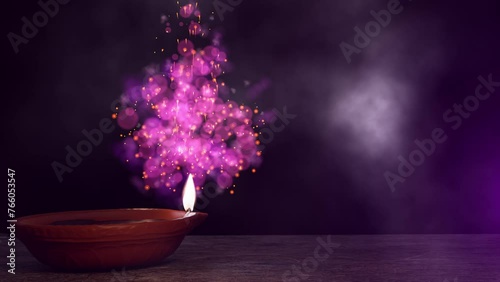 Happy festival for hindu festival, Diwali Indian background Temple on a Religious Festival oil lamp