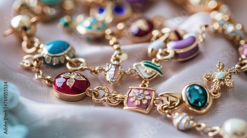 A whimsical charm bracelet collection that allows for personal storytelling, with a wide range of charms representing life's milestones, adventures, 