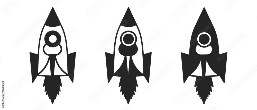 Rocket icon on white background. Vector logo rocket illustration. Rocket icon on white background. Vector logo rocket illustration.