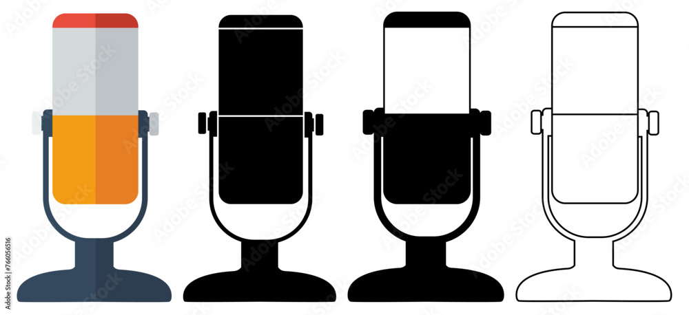 set vector modern microphone icon symbol flat design template illustration set vector modern microphone icon symbol flat design template illustration