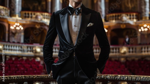 An elegant evening wear line that redefines black-tie attire, incorporating velvet blazers, silk lapels,