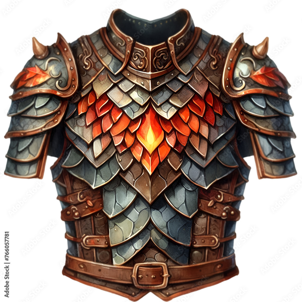 Dragon Scale Armor on white background for apparel design Stock ...