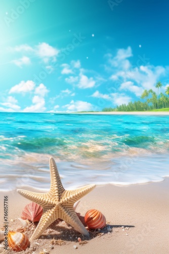 seashell background on the shore