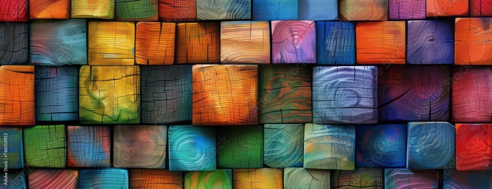 Colorful blocks are stacked in a row on top of each other, in a style characterized by colorful textures. Colorful blocks are stacked in a row on top of each other, in a style characterized by colorful textures.
