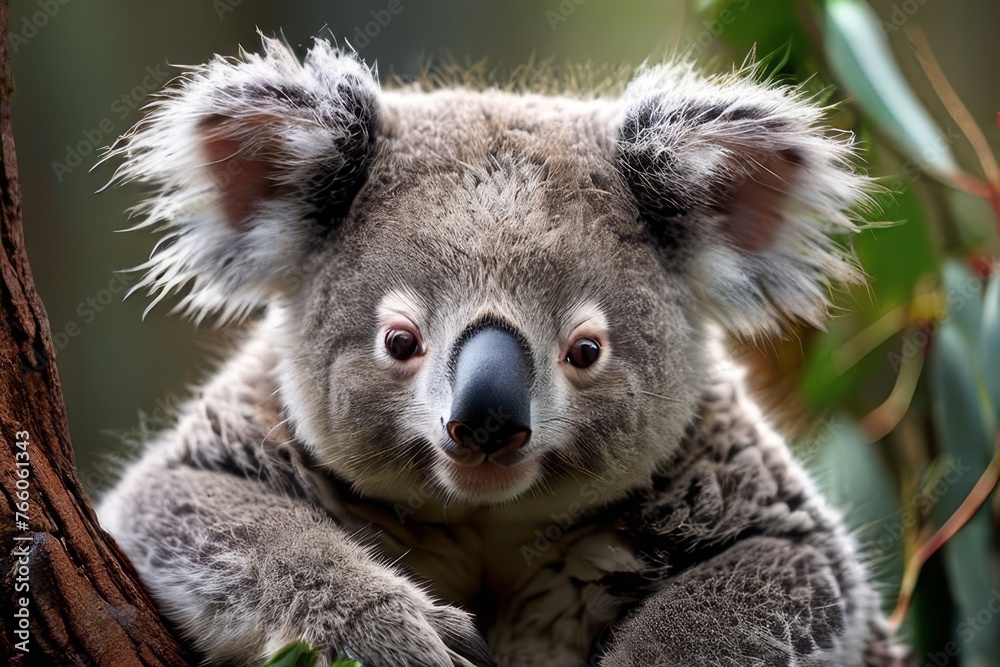 Obraz premium ai ,A koala hangs in a tree.