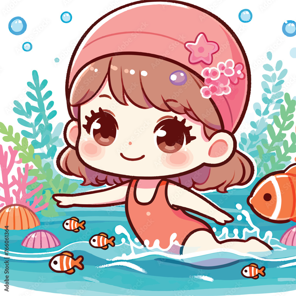 cute swimmer  Illustrator Artwork