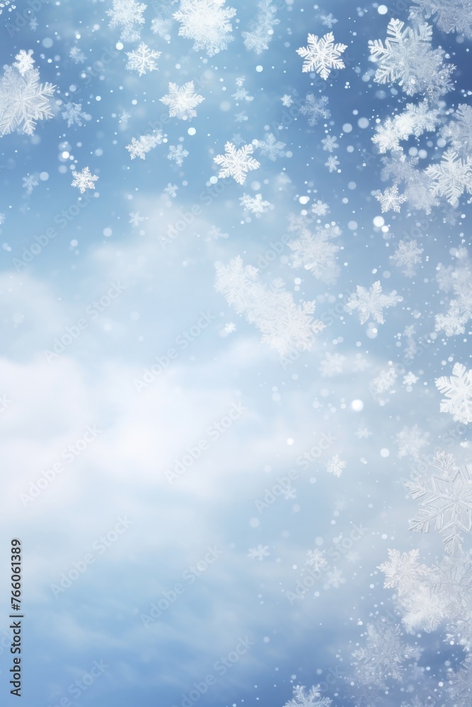 Winter background falling snowflakes