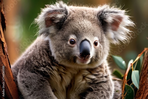 ai  A koala hangs in a tree.