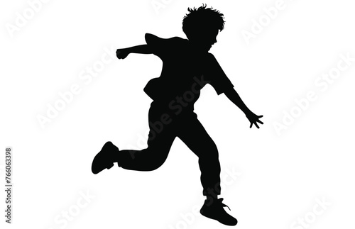 Kids jumping silhouette, set child jump logo icon design vector © unique_design_team