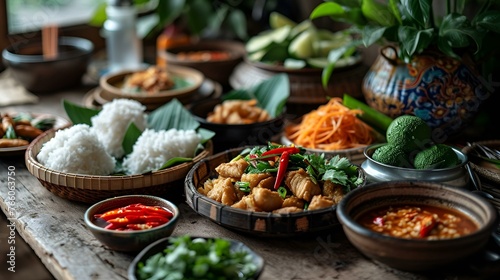 indonesian traditional food on the table,
