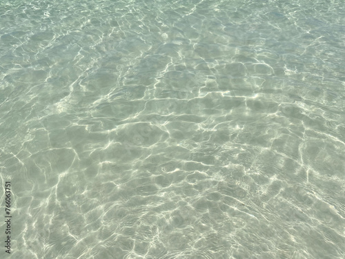 Beautiful calm blue sea and ripple on white sand at the beach