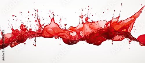 A magenta liquid splash on a white canvas, resembling a watercolor painting of a branch or twig, creating a bold and artistic contrast