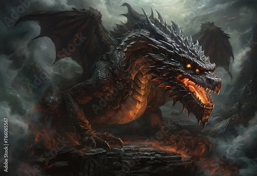A terrifying fire-breathing dragon photo