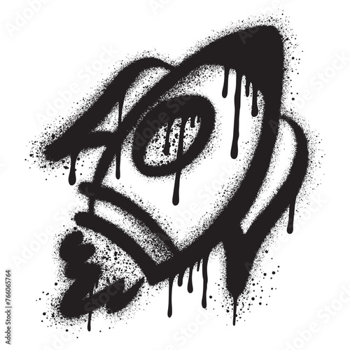 Spray Painted Graffiti rocket ship isolated with a white background. EPS 10.