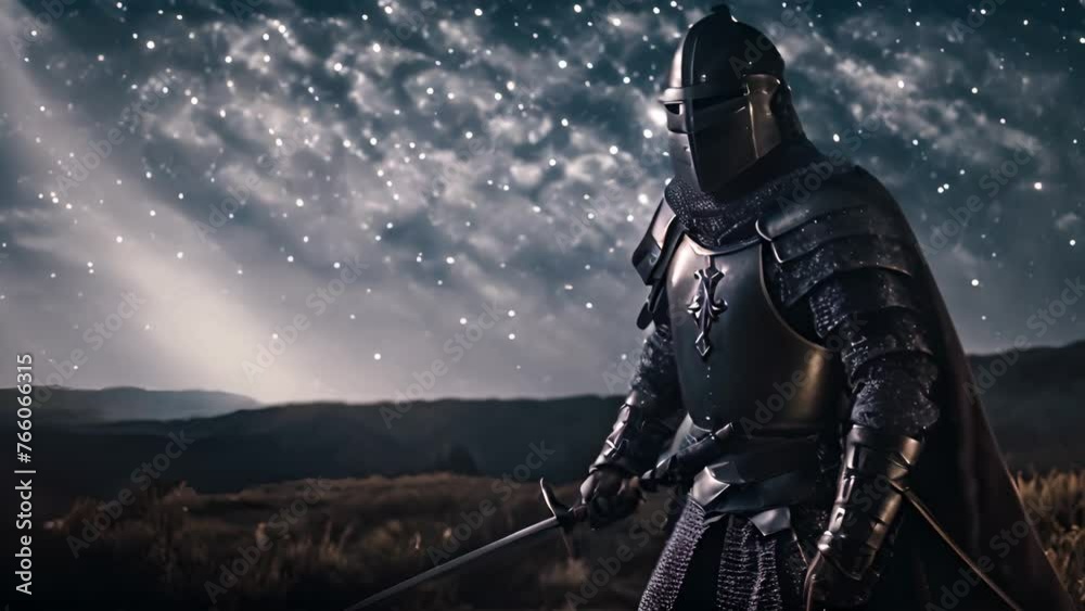 Knight in Armor Holding Sword Generative AI