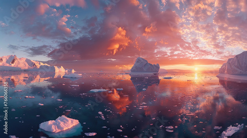 melting icebergs in the arctic cold