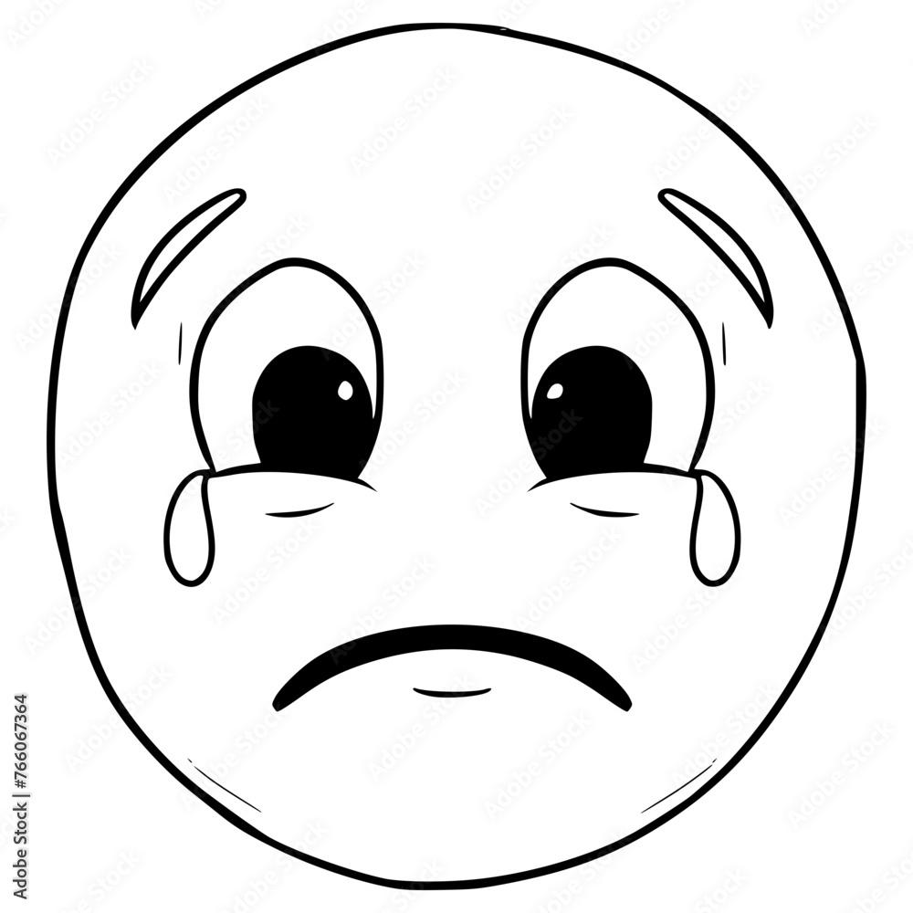 sad face icon illustration hand drawn outline vector