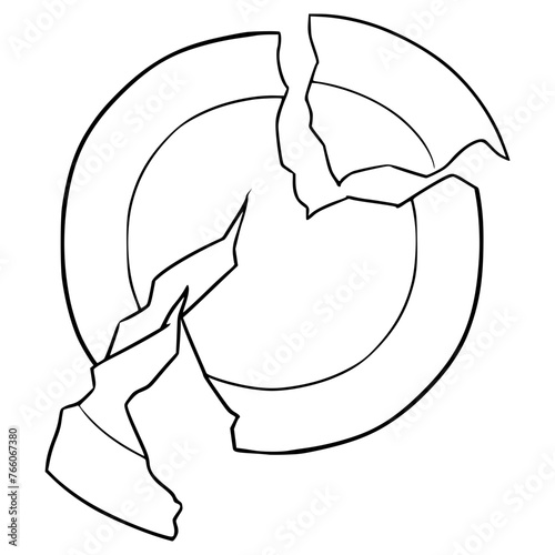 broken plate illustration hand drawn outline vector