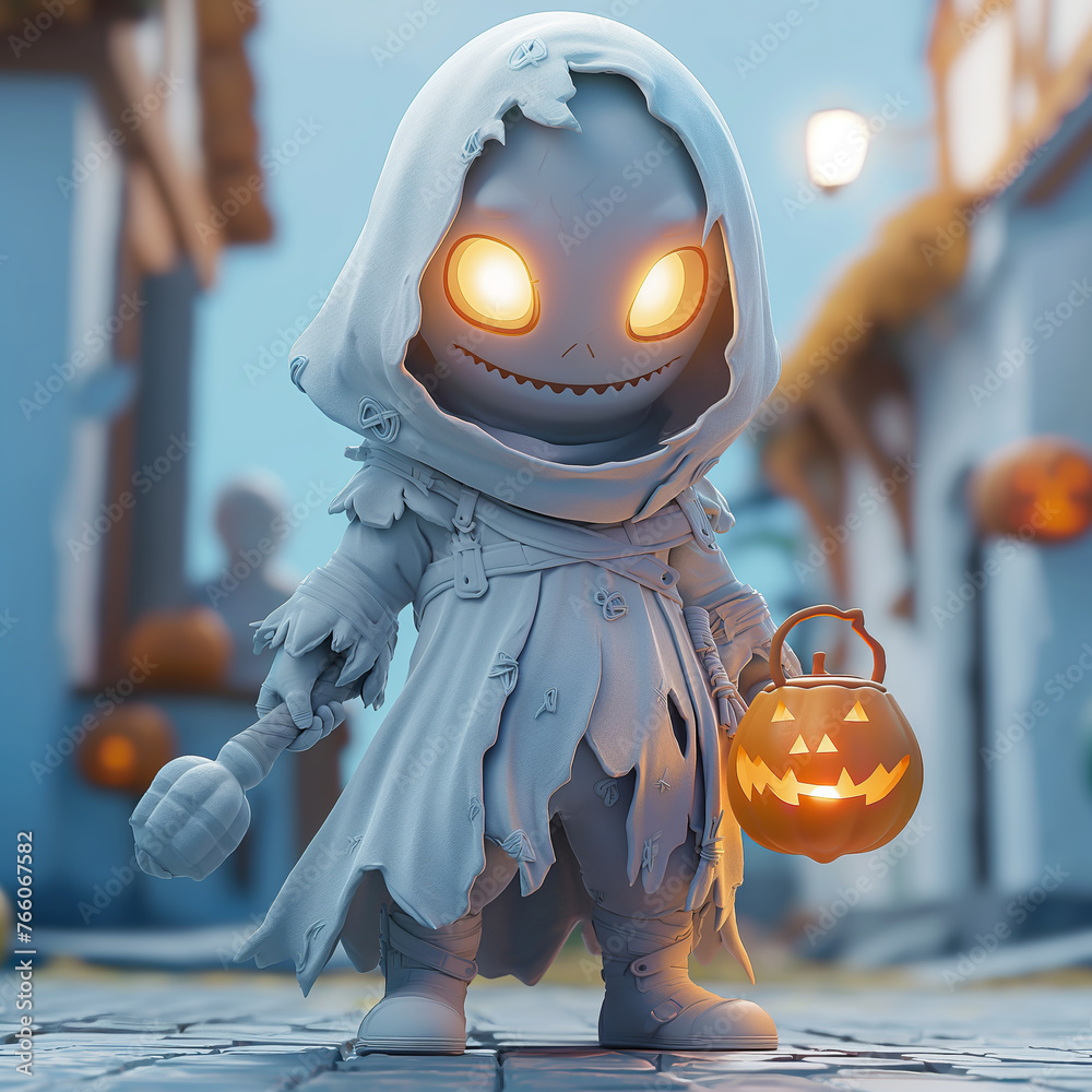 Fototapeta premium Halloween Pumpkin Man 3D Model