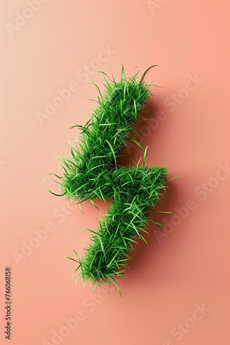 A energy symbol with gree grass texture for renewable energy concept