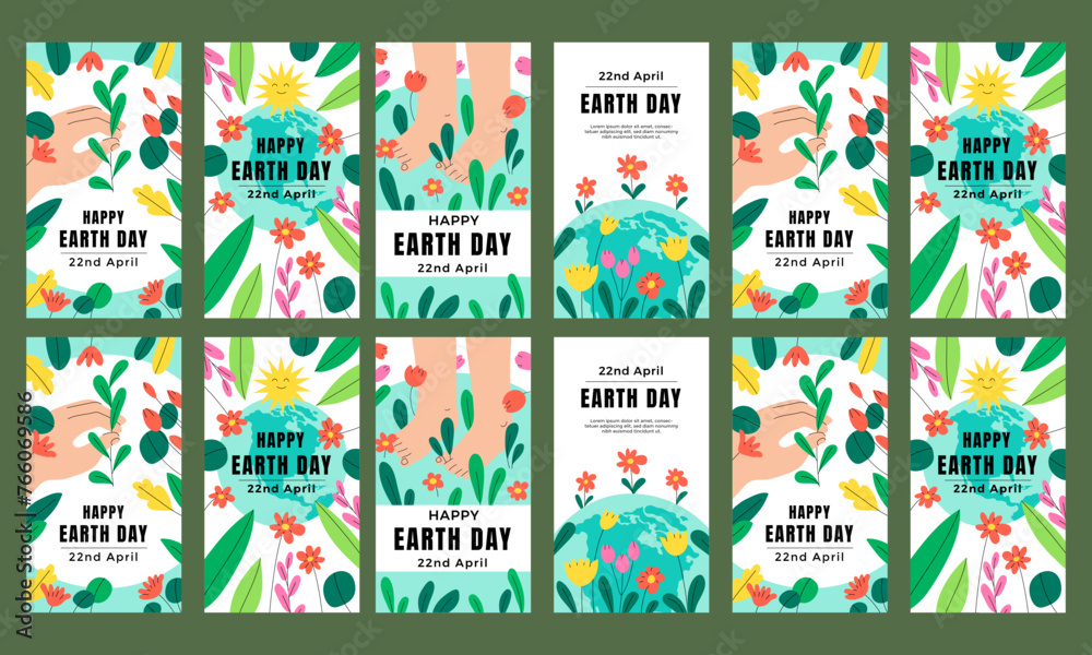 happy earth day banner template vector flat design