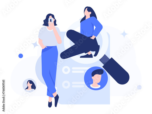 Personnel doing job interview flat vector concept operation hand drawn illustration 