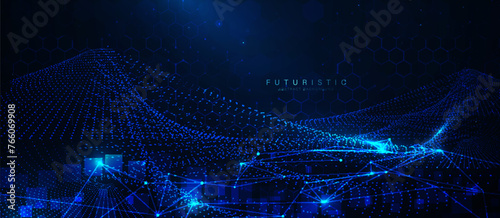Big data connecting network. Blockchain. Futuristic technology background. Security network