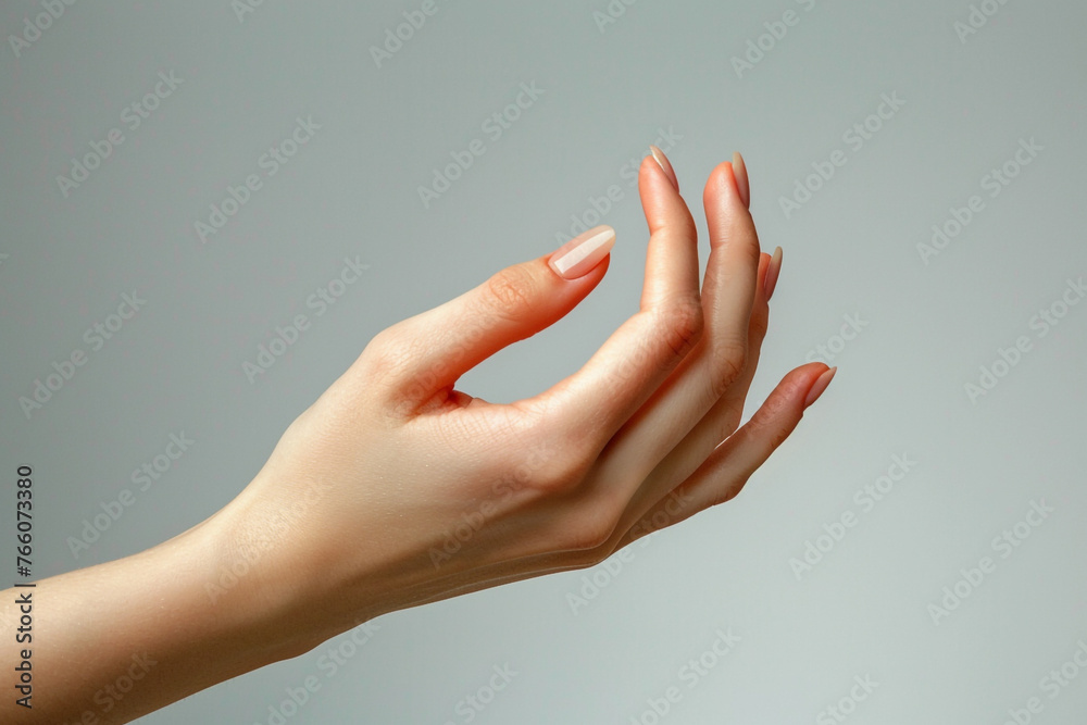 Beauiful woman hand on plain background Beauiful woman hand on plain background