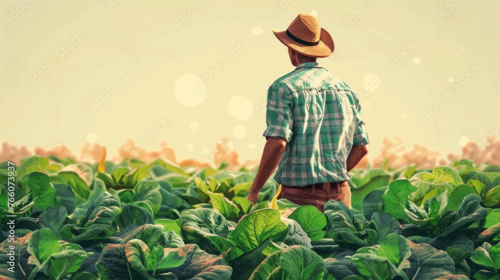 Vector character showcasing cutting-edge agricultural techniques blending tradition with innovation.