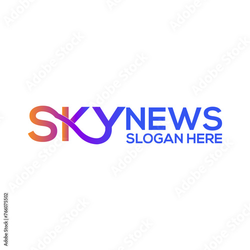 Skynews Text Logo Design Vector File