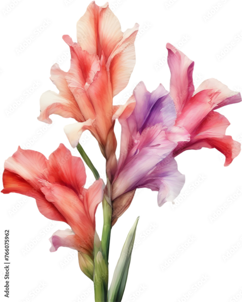Watercolor painting of a Gladiolus flower.