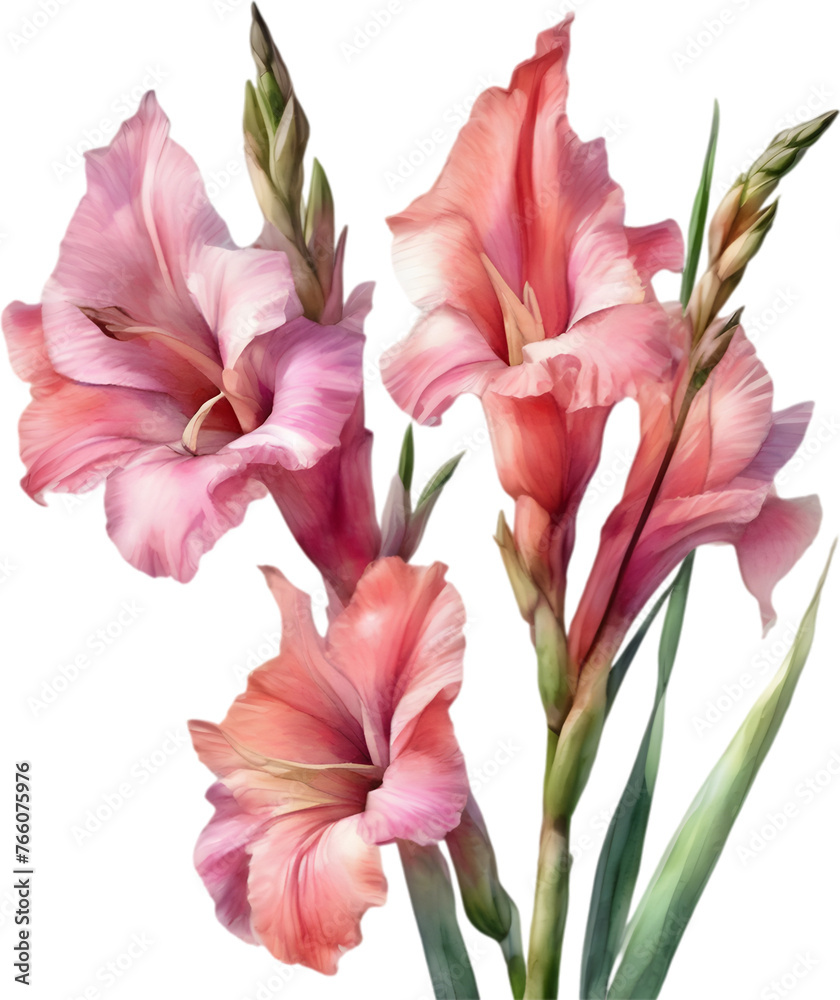 Watercolor painting of a Gladiolus flower. Watercolor painting of a Gladiolus flower.