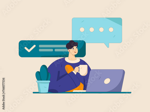 Communicate with consultants flat vector character concept operation hand drawn illustration
