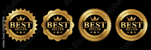 Best seller badge logo design. Best seller sticker label. 100% Satisfaction Guaranteed. Vector Illustration.