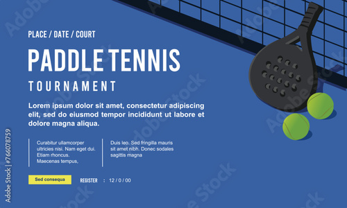 Classy vector editable paddle tennis poster for any graphic background	