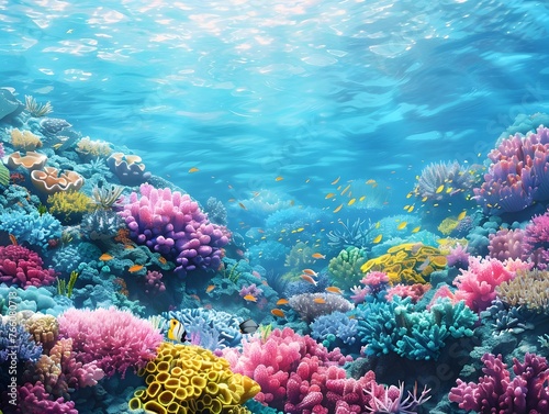 Vibrant Underwater Paradise Showcasing Diverse Coral Reef Ecosystem and Marine Life © Thares2020